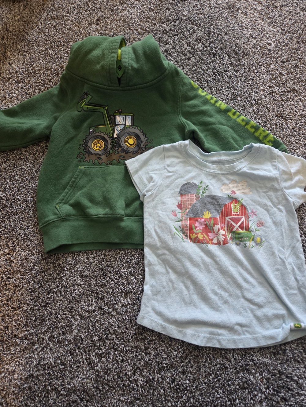John Deere Green Kids Hooded Sweatshirt And T-Shirt